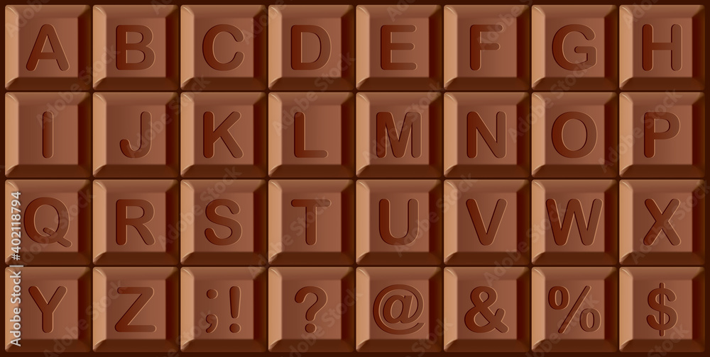 Vector set of chocolate letters