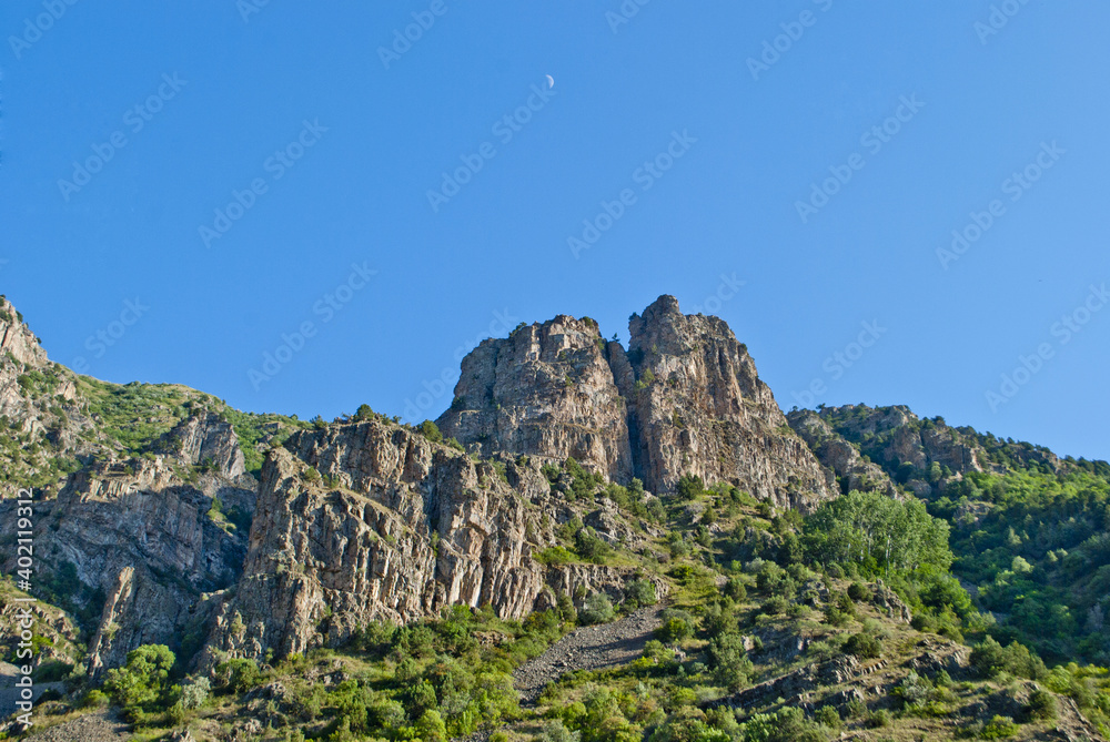 Armenia In Vayots Dzor, on a hillside, rocks are crossed side by side