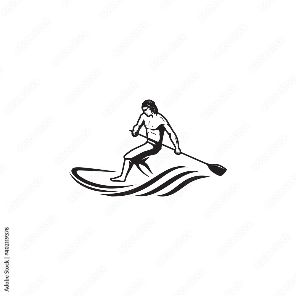 logo of a man playing surfing