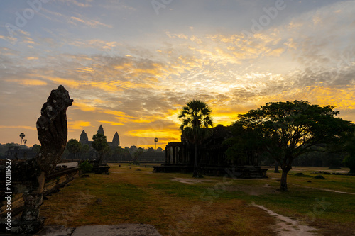 Beautiful sunrise in the morning at angkor wat temple