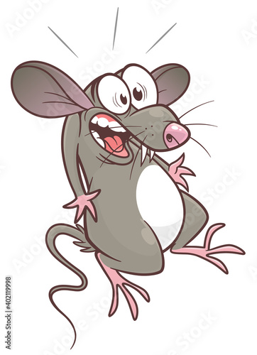 Scared pest mouse cartoon vector illustration. Cartoon pest mouse series.