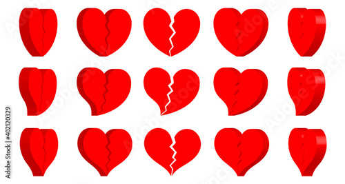 Broken Heart Shape Icon turn around , Sign Symbol Silhouette , Love , healthy , Vector illustration