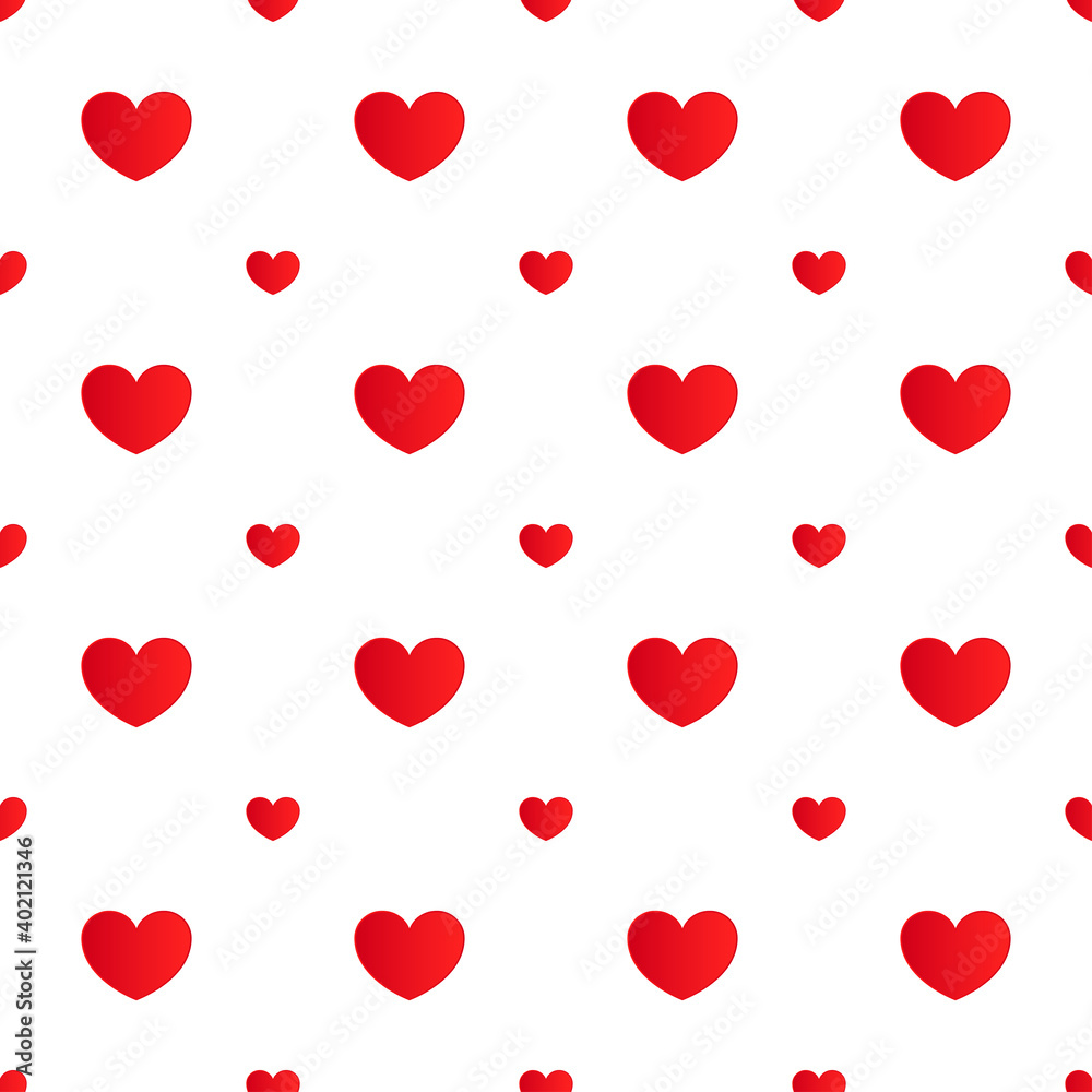 Seamless Patterns Red Paper Heart on white background vector illustration, valentine day