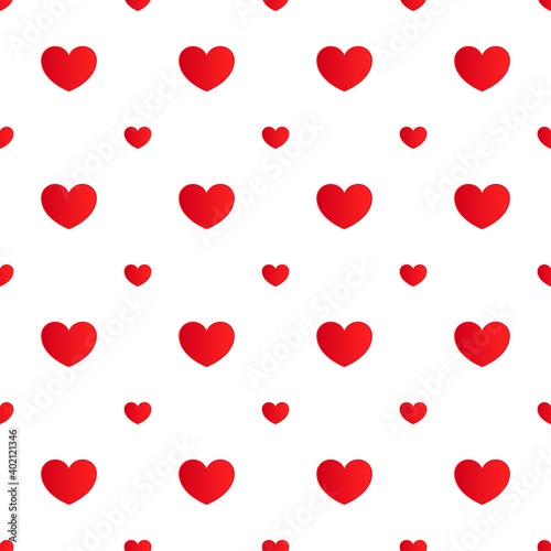 Seamless Patterns Red Paper Heart on white background vector illustration, valentine day