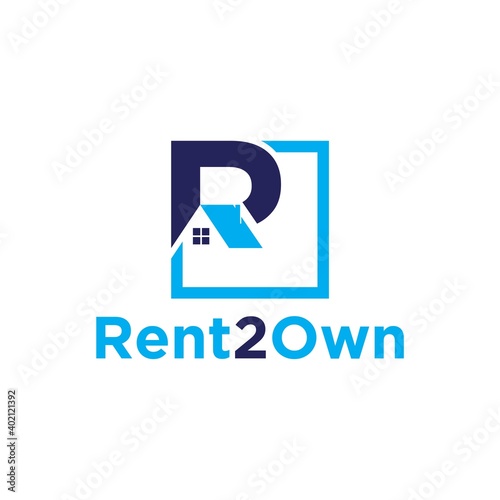 initial letter R with roof vector illustration