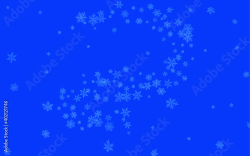 Silver Snow Vector Blue Background. Fantasy Snowflake Backdrop. Gray Sky Banner. New Snowfall Transparent.