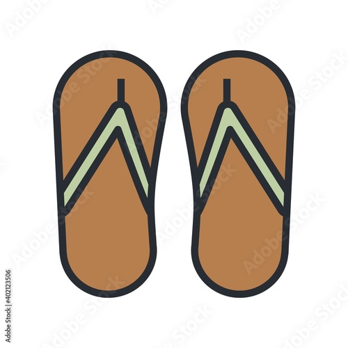 Beach slippers icon - flat vector illustration.