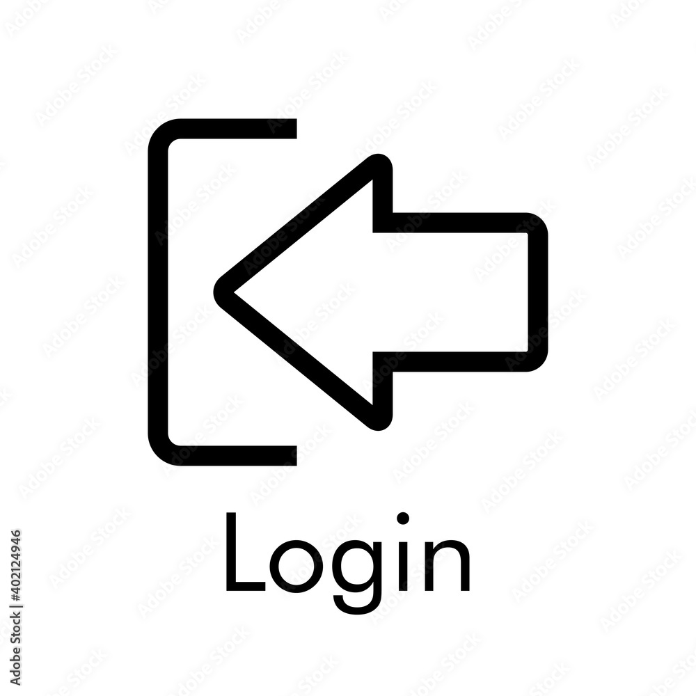 Logotipo con texto Login con flecha y marco con lineas en color negro Logotipo con texto Login con flecha y marco con lineas en color negro