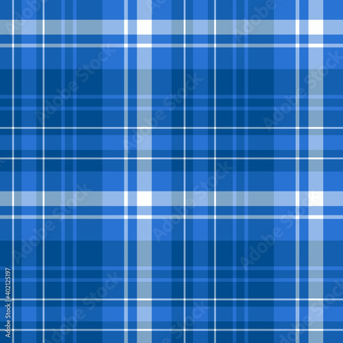 Seamless pattern in dark blue and white colors for plaid, fabric, textile, clothes, tablecloth and other things. Vector image.