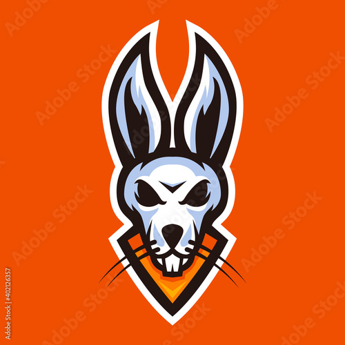 Rabbit head mascot logo sport vector. Rabbit head vector illustration. © coretancreative