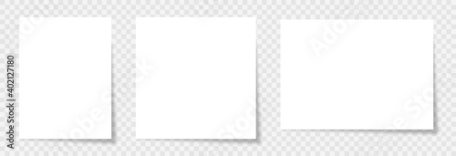 White note page different shapes. 3d realistic vector mockups. Vector illustration.
