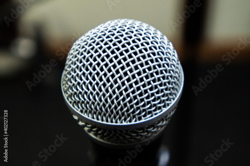 Metal music professional microphone close up
