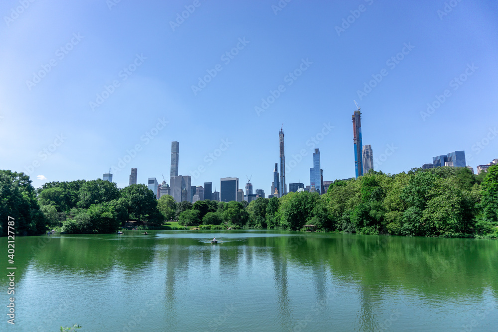 Central Park, the heart of New York with a lush forest