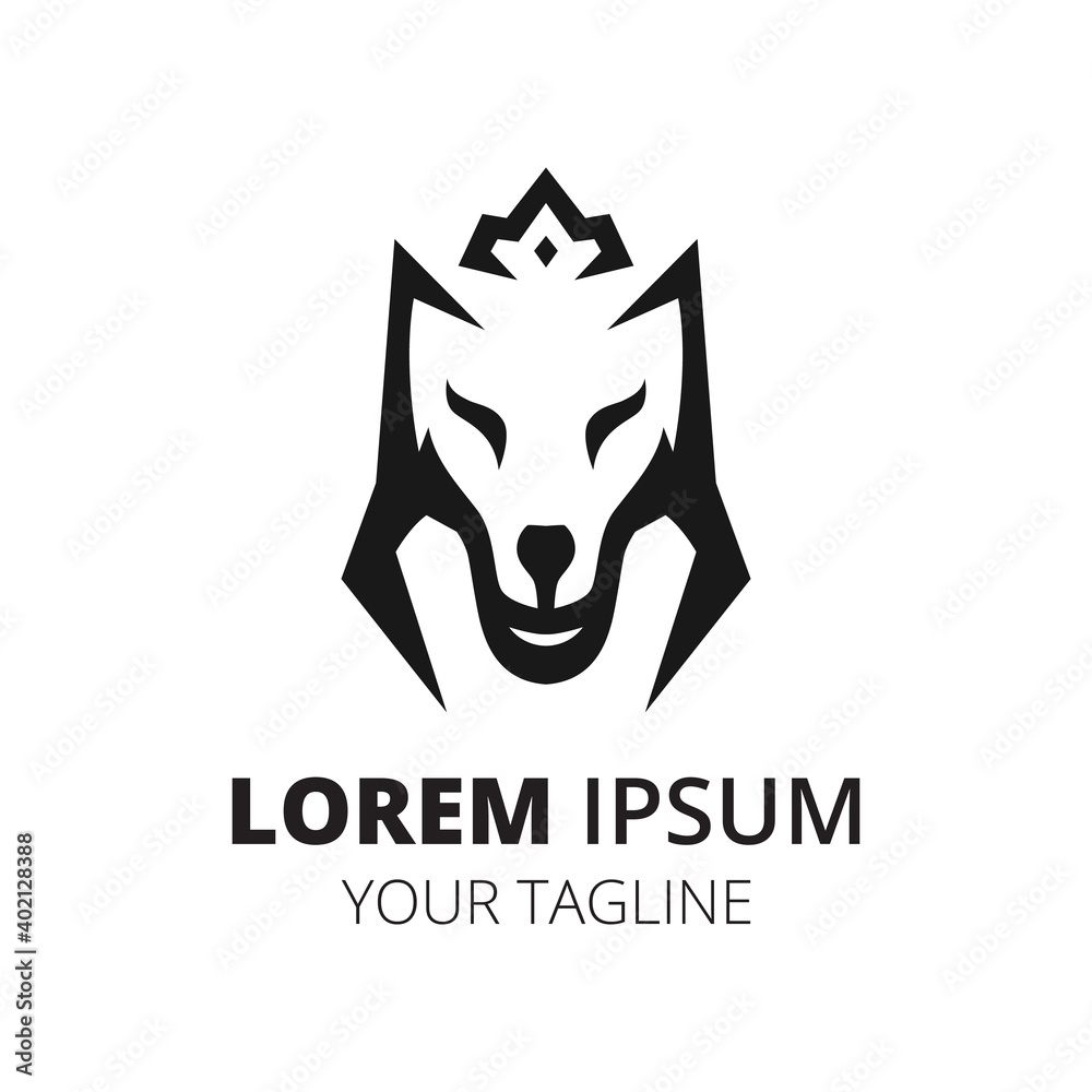 Wolf crown line logo design minimalist vector. Wolf crown line logo design minimalist vector.