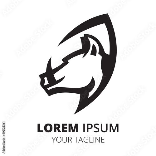 Boar head line logo design minimalist vector.