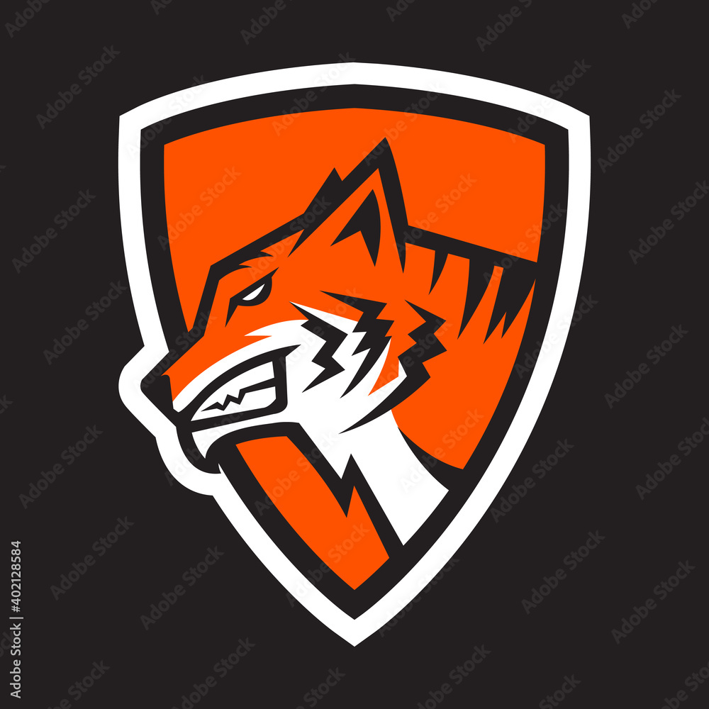 Tiger head with shield mascot logo design vector. Tiger head with shield mascot logo design vector.