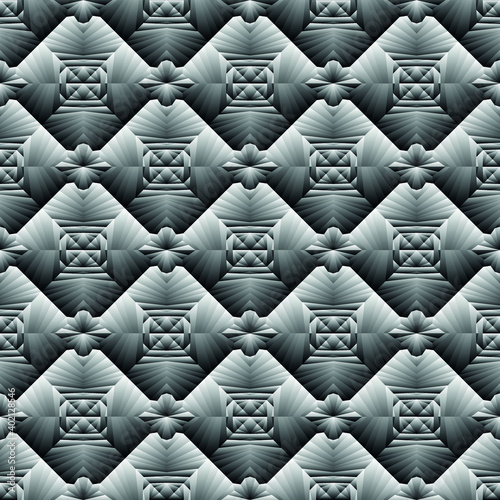 Geometric seamless pattern, ornament, abstract black and white background, fashion print, vector texture.