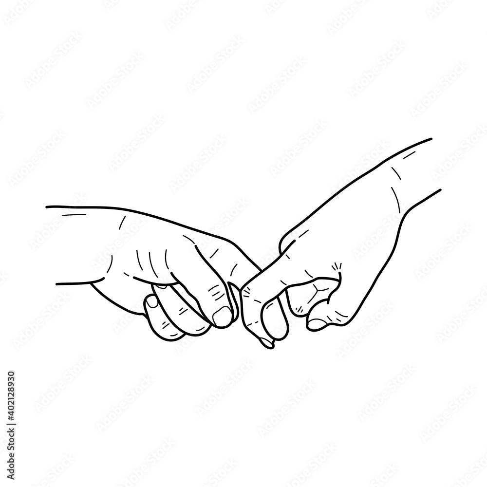 Hold on with your fingers. The concept is tenderness, love and passion. Graphic sketch lines and strokes. Vector. Hold on with your fingers. The concept is tenderness, love and passion. Graphic sketch lines and strokes. Vector.