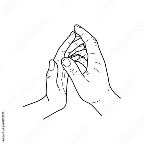 Картината върху платно Holding hands with interlocked or intertwined fingers