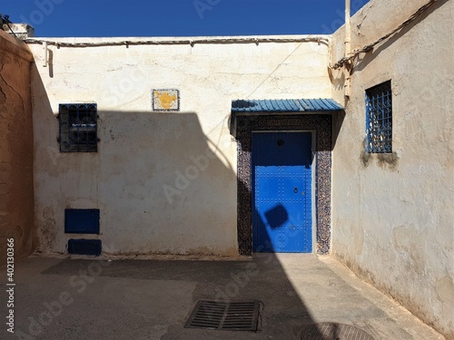 Morocco blue white way road window door