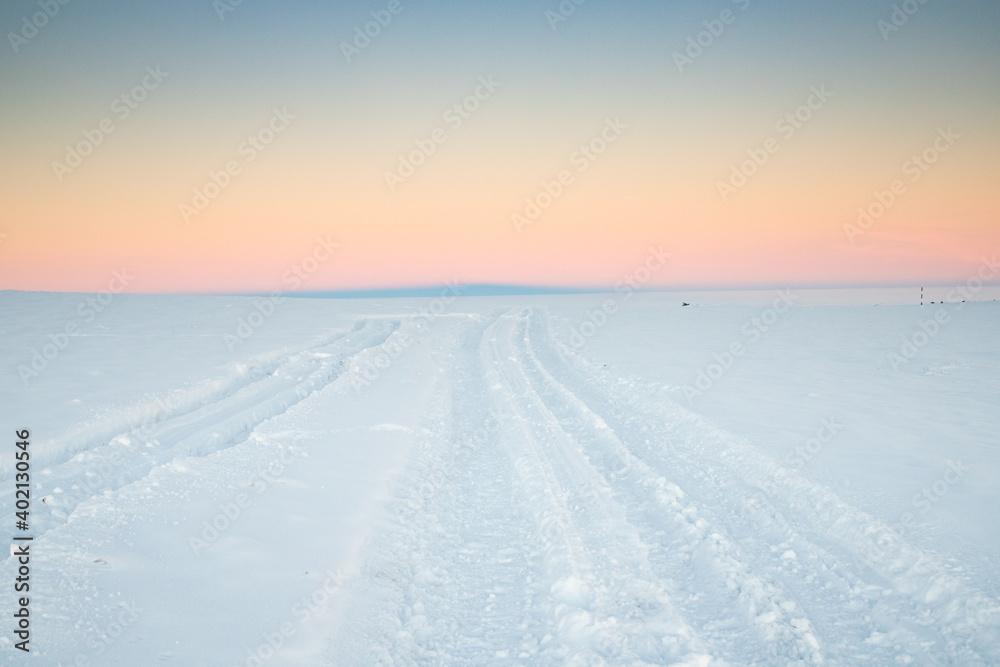 beautiful landscape with fresh snow winter background banner