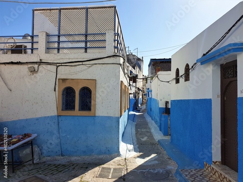 Morocco blue white way road window door