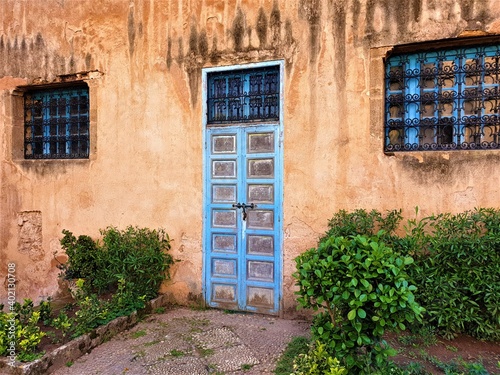 Yard blue door window Morocco