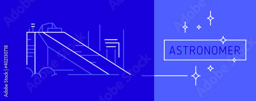 Contour illustration telescope in trendy minimal style — astronomer. Vector linear icon astronomy. Line contour symbol of telescope for observatory science emblem, astrophysics concept logo design. 