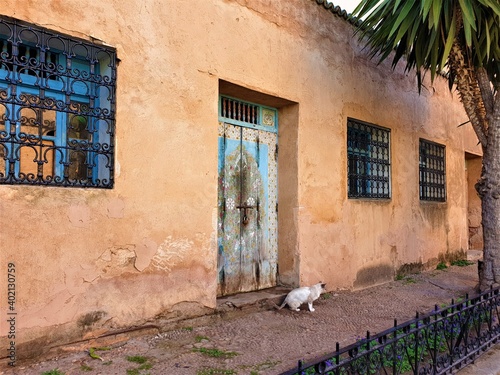 Yard blue door window Morocco