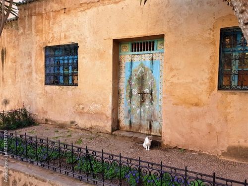 Yard blue door window Morocco
