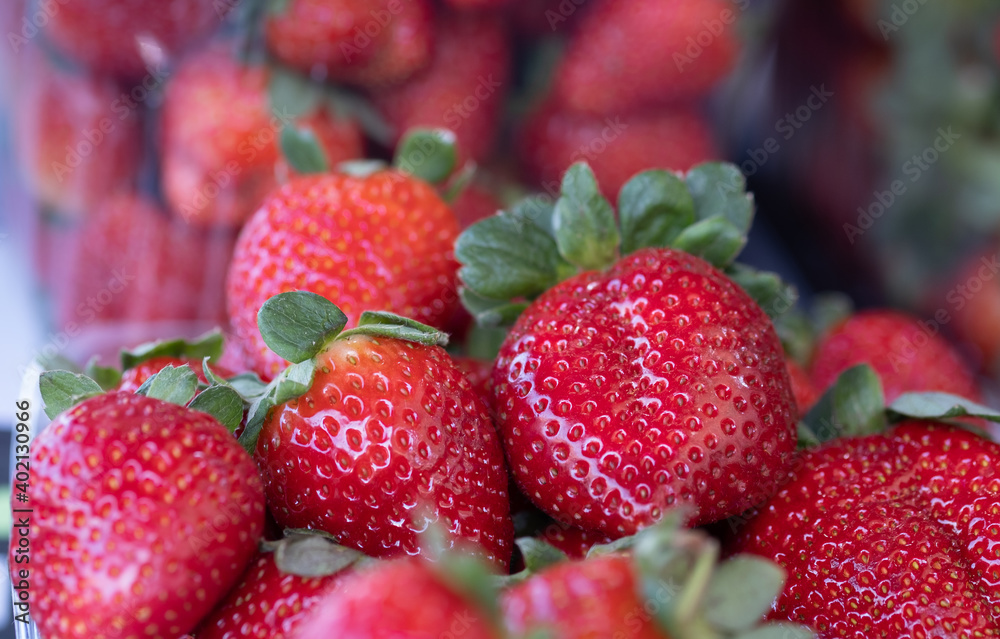 Fresh organic strawberries at the city market Fresh organic strawberries at the city market