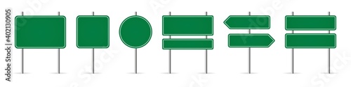 Road sign in realistic style isolated on white background. Set danger blank warning empty signs. Mock up traffic template. Realistic vector illustration. 