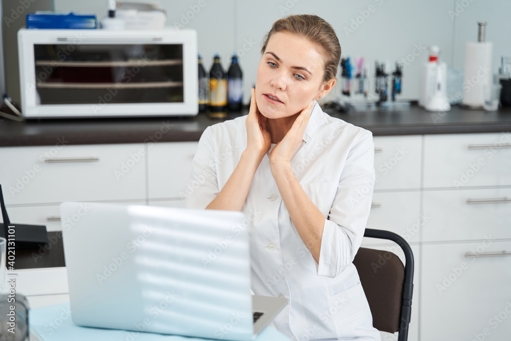 Skilful doctor consulting patient make online webcam video call Skilful doctor consulting patient make online webcam video call
