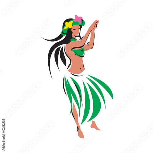 Hula dancer woman vector illustration isolated on a white background in EPS10