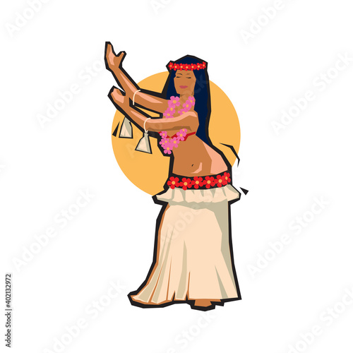 Hula dancer woman vector illustration isolated on a white background in EPS10