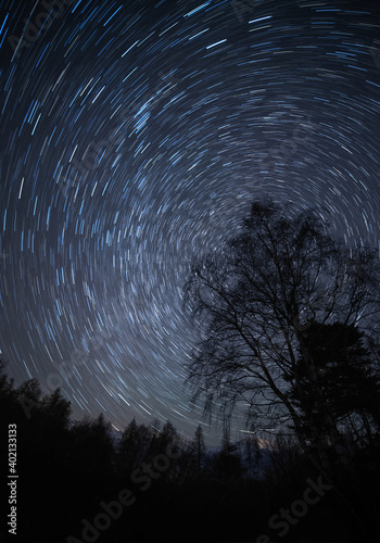 Star trail in a cold night.