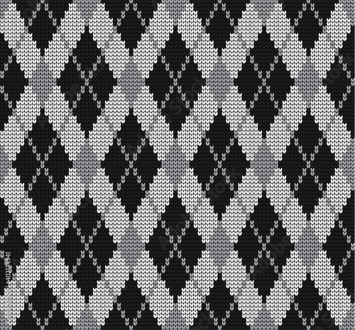Seamless vector geometric pattern knitted black and white