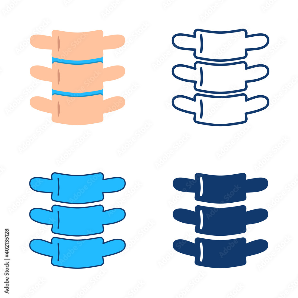 Vertebra icon set in flat and line style Vertebra icon set in flat and line style