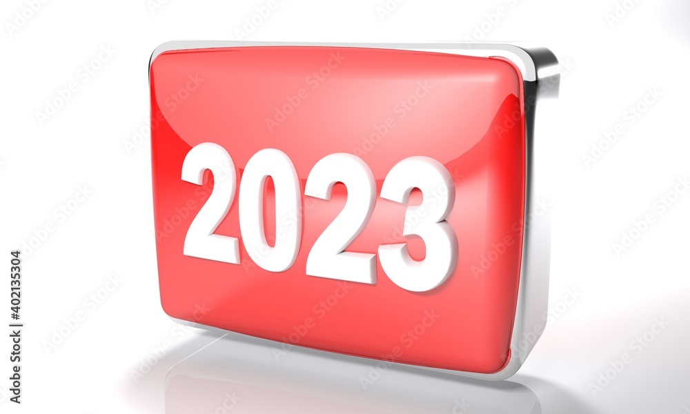 2023 glossy red box on white background - 3D rendering illustration 2023 glossy red box on white background - 3D rendering illustration
