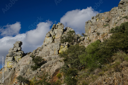 Cliff in El Salto del Gitano. Monfrague National Park. Caceres. Extremadura. Spain.