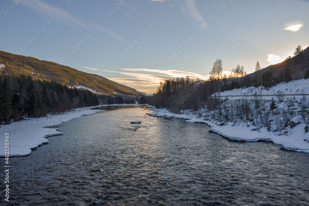 River through the winter landscape_