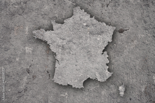 Karte von Frankreich auf verwittertem Beton