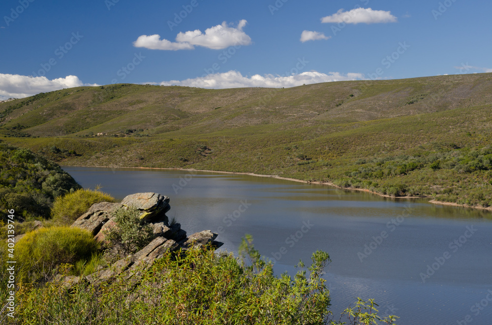 Landscape in the Torrejon Tietar reservoir. Monfrague National Park. Caceres. Extremadura. Spain. Landscape in the Torrejon Tietar reservoir. Monfrague National Park. Caceres. Extremadura. Spain.