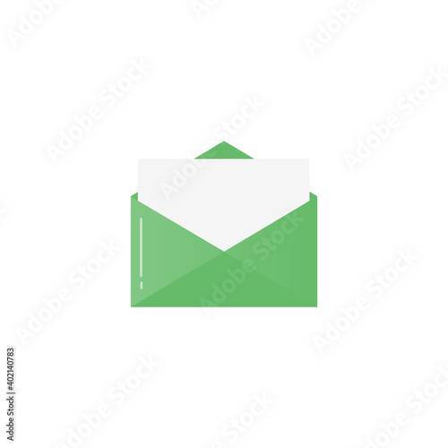 Email letter icon. Modern vector illustration. Single pictogram. Open letter green color on white.