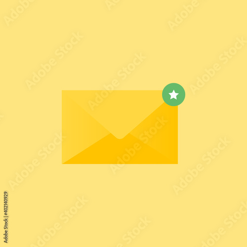 Email letter icon. Modern vector illustration. Single pictogram. Badge writing yellow color.