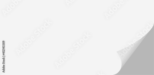 Paper curled page. Paper corner sheet white banner design. Realistic 3d template. Vector illustration. 