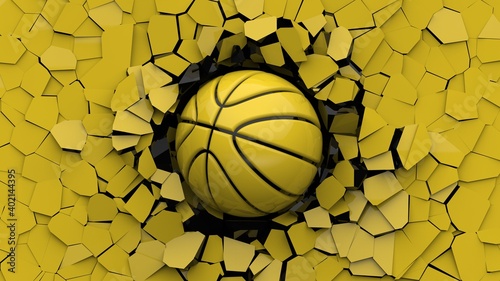 Basketball and Particles. 3D illustration. 3D high quality rendering. 3D CG.	