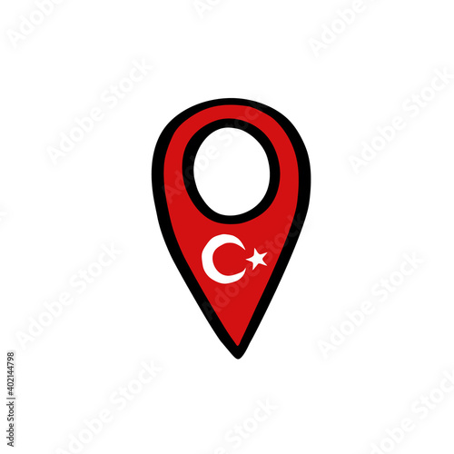 Free Download Map pointer Turkey doodle logo icon sign National flag crescent star travel agency symbol emblem Hand drawn sketch Modern game design Cartoon style Fashion print clothes apparel greeting card poster - GFXLoad