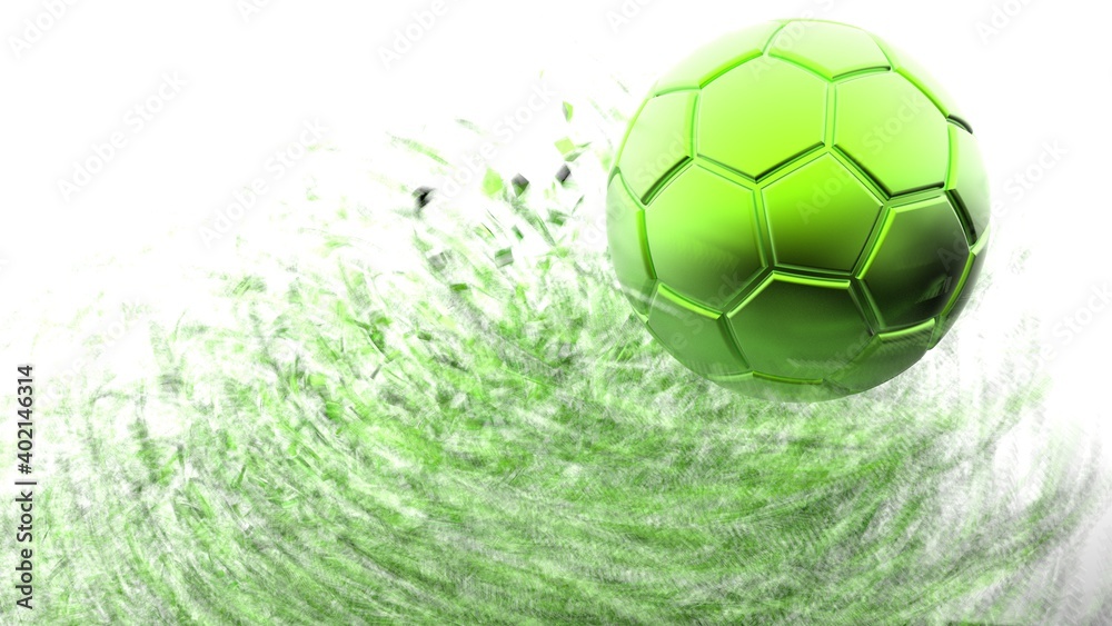 Fototapeta premium Soccer ball with Particles under Black Background. 3D sketch design and illustration. 3D CG. 3D high quality rendering. 