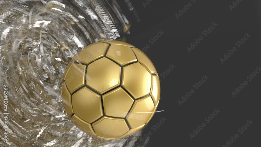 Obraz premium Soccer ball with Particles under Black Background. 3D sketch design and illustration. 3D CG. 3D high quality rendering. 